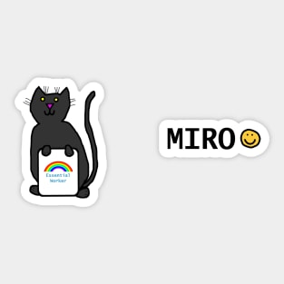 Miro Cute Cat Essential Worker Rainbow Sticker